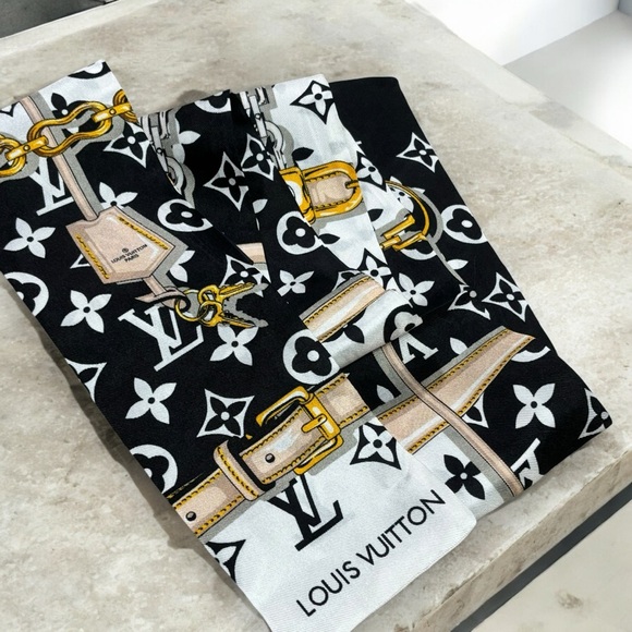 Louis Vuitton Silk Monogram Confidential Bandeau Black Scarf - Picture 8 of 9